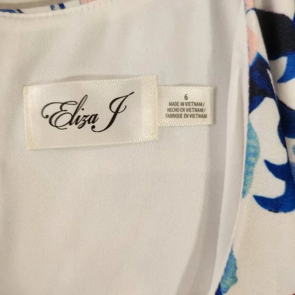 New Eliza J Women's Midi Style Printed Knit Sleeveless Vneck Floral Dress 6 - Picture 4 of 9